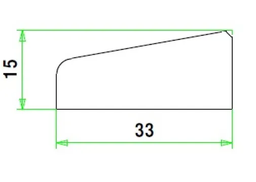 Glaslat A3 Meranti 15x33mm (bovenzijde afgeschuind) 80mu wit gegrond per 10 stuks