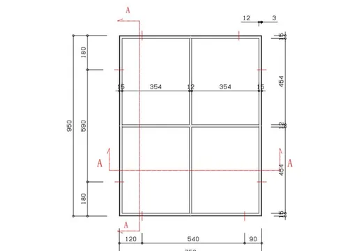 Metalen raam vast rechthoek dubbelglas 75x95x4,5cm zwart