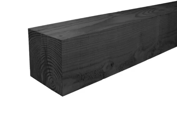Paal Douglas hout 100x100mm fijnbezaagd zwart geïmpregneerd (gedompeld)
