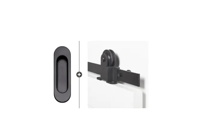 Schuifdeur systeem Foxtrot zwart 200cm met deurkom Noxia mat zwart