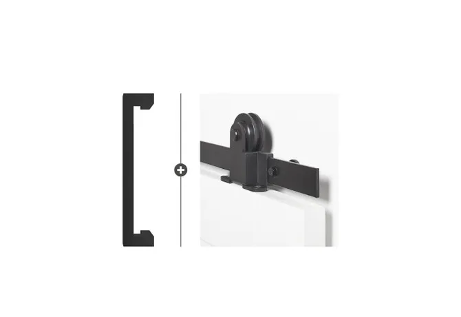 Schuifdeur systeem Foxtrot zwart 200cm met deurgreep Tupelo 30 mat zwart