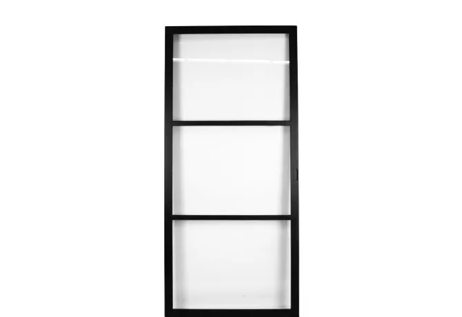 Stalen schuifdeur 3-vaks zwart met glas 957x2095mm 