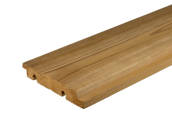 Thermisch gemodificeerd Grenen dubbel blokprofiel ongelijk x-clip 21x129mm (werkend)