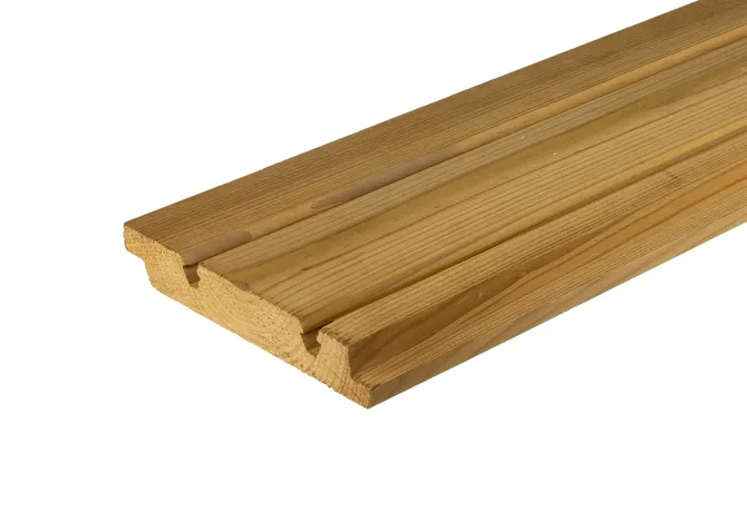 Thermisch gemodificeerd Grenen dubbel blokprofiel ongelijk x-clip 21x129mm (werkend)