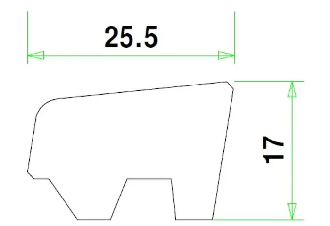 Ventilatieglaslat L1 Meranti 17x25mm (bovenzijde afgeschuind) Komo, 80 mu gegrond per 10 stuks