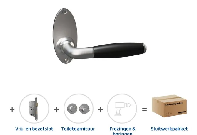 Toiletslot pakket deurkruk Foligno RVS toiletgarnituur Bari RVS met toiletslot
